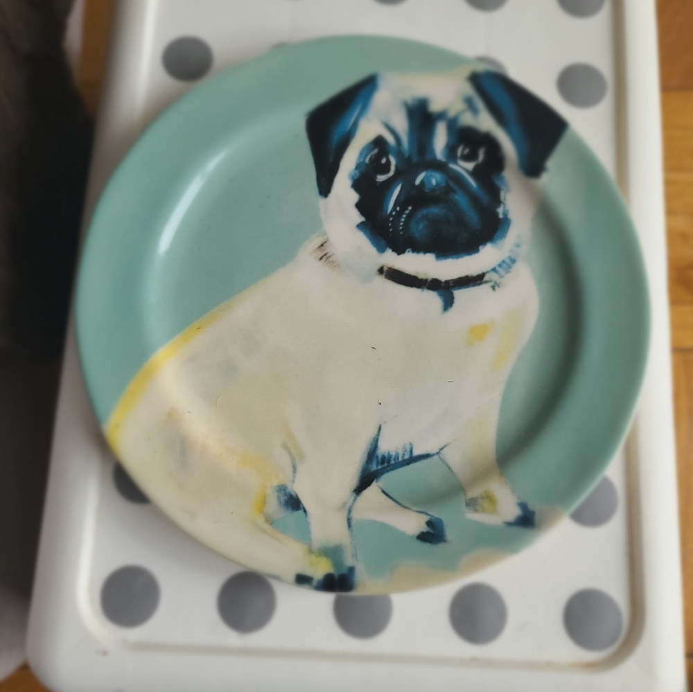 Anthropologie Sally Muir Pug Dog-a-Day 8.5” Salad Plate